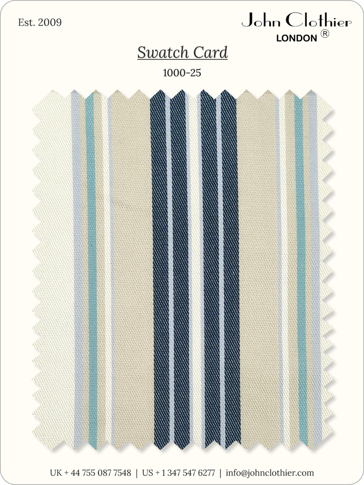Cotton Fabric by Yard Ivory Navy Blue Stripes Shirting Quilting Sewing Material