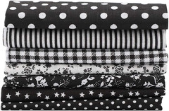 Pre Cut Cotton Fabric Bedding, 7Pcs 25X25Cm Assorted Squares Quarters Bundle for