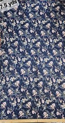 Navy Blue floral Printed spandex stretchable Fabric wrinkle-Free 60” W Sold BTY