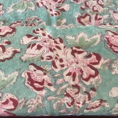 6.5 Yds Block Print Cotton Floral Fabric Made In India 43” Wide