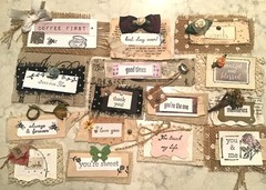 Hand Stamped Word CLUSTERS Journal Ephemera Paper Fabric 15