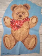 large teddy bear fun fabric red bandanna 12.5 x 9 inch