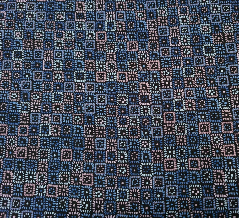 Kashmir Kaleidoscope BTY P&B Textiles Blue Taupe Brown Petal Boxes