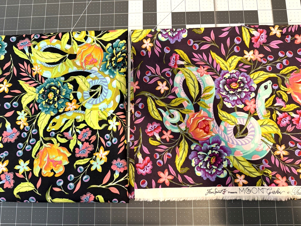 2 FQ Tula Pink MOON GARDEN HISSY FIT Snake Cotton Quilt Craft Fabric FLORAL OOP