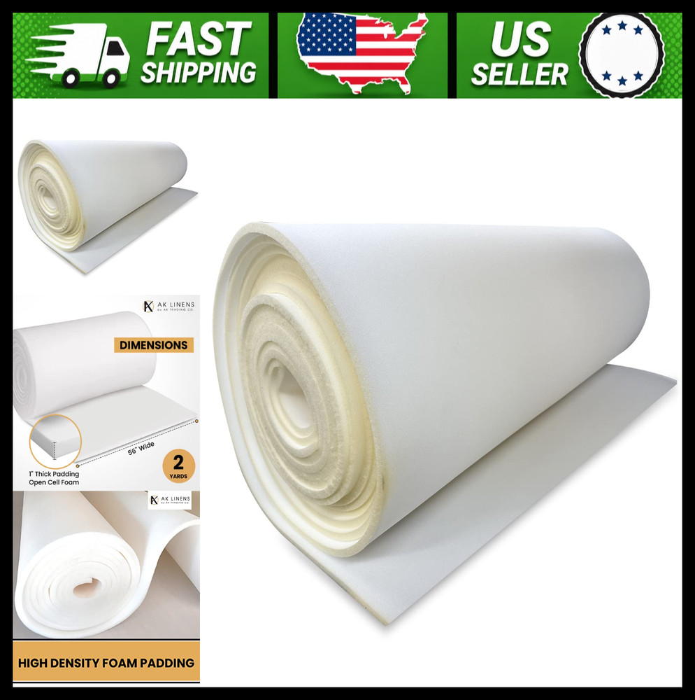 1″ Thick Open Cell Upholstery Foam Padding, 56″ Wide by the Yard