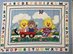 Vtg Little Suzy’s Zoo Crib Fabric Panel Letter And Numbers 36 x 46 Witzy Friends