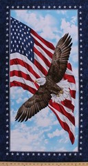 23.5″ X 44″ Panel Bald Eagle American Flag Patriotic Cotton Fabric D766.67