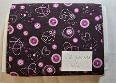 Jo-Ann Exclusive Purple Buttons & Hearts Cotton Fabric 2 Yds 34.5″ x 44″W