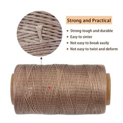 Waxed Thread 284 Yards 150D 0.8MM Leather Sewing 0.8 mm x 106.68 mm, Brown