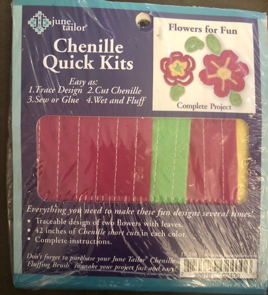 June Tailor Chenille Quick Kits Flowers for Fun Complete Project Craft Kit NEW