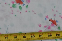 By 1/2 Yd, Red Green Pink Floral Sprays on White Poly-Cotton, Summer Dress,M3760