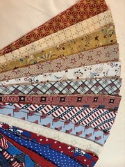 Cotton Fabric Strips ribbon 20 pieces 2.5 x 42″ red white blue Patriotic