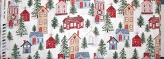 Christmas Village House Tree Snow Fabric By The Yard Holiday Cotton by Studio E