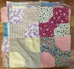 Vtg Lot of 17 Hand Sewn Bow Tie Quilt Blocks 1950-60’s -READ – Needs Laundering