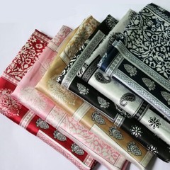 1Yard Soft Silky Satin Fabric Retro Paisley Plaid Patchwork charmeuse Material