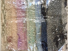 Skye BEIGE TAUPE Embroidered Floral Edge Guipure on Mesh Lace Fabric by the Yar