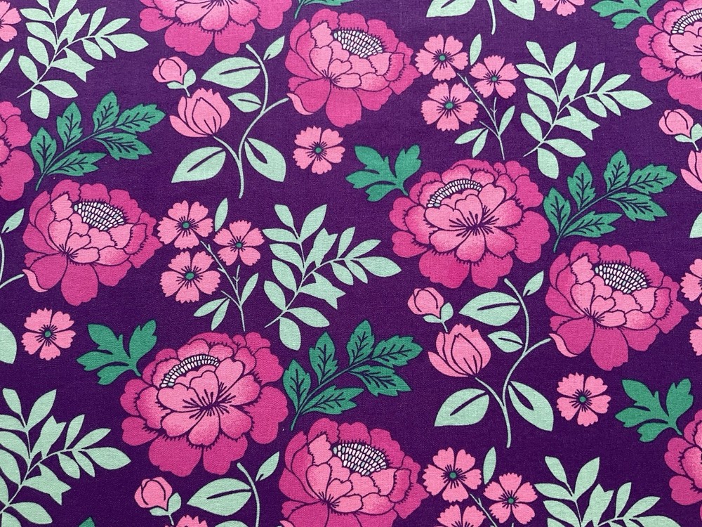 Fabric Cotton Purple Flower 42”x 35” By Jo Ann 211