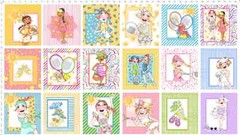 Sport Tennis Racquet Lady Player Fabric 24″ Panel 44″W Cotton Loralie Designs