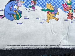 Daisy Kingdom Winnie the Pooh Christmas Present Border Fabric Blue Gingham Vtg