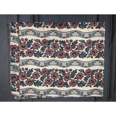 2.5 Yards Vintage Home Decor Fabric Red Blue Sunflower Jacquard Stripe