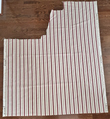 WAVERLY – GENERAL STORE TICKING STRIPES, 55″ x 43″ Burgundy tan upholstery