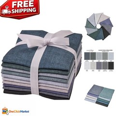 11 Assorted Cotton Fat Quarters – Monochrome Tweed Tonal Quilting Fabric Bundle