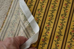 By 1/2 Yd, Green & Red Floral Stripes on Gold & Brown, Connecting Threads, P1155