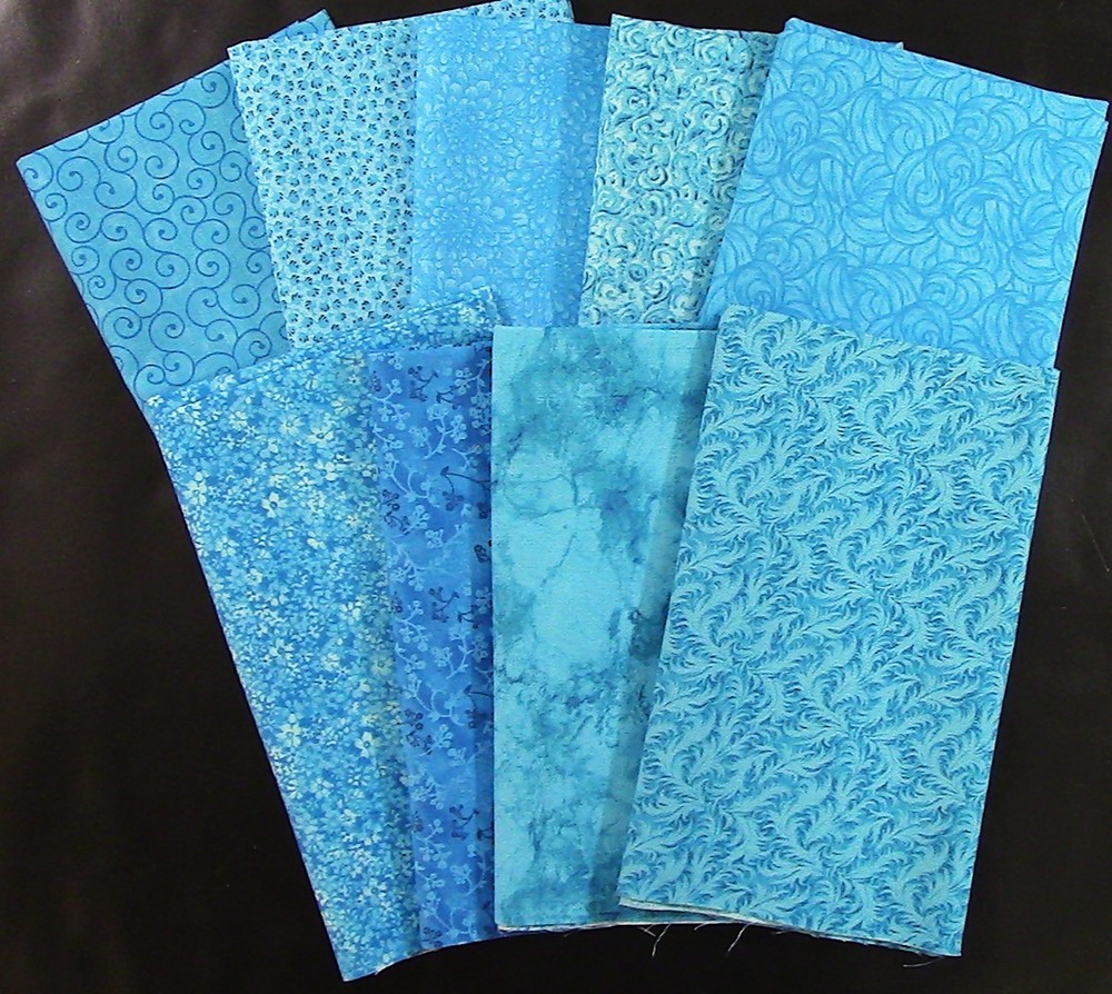 9 Fat Quarters – Turquoise – Quilting, Sewing, Crafts – 100% Cotton Fabric 5775