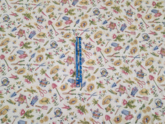 Vintage Hoffman Cotton Fabric Cottagecore Quilting Garden Hats Floral 42 x 66″