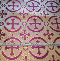Purple Gold Metallic Brocade Fabric For Lent Resurrection Religious Liturgical