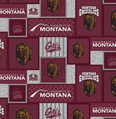 NCAA University of Montana Grizzlies Patch MON-1177 Fleece Fabric by the Yard