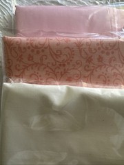 Pink Cream Fabric Remnant Lot Quilting Cotton NOS Floral Cottagecore Swirls