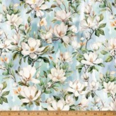 Forest Fawn Cotton Fabric Winter Flowers Magnolia Hoffman By The Yard