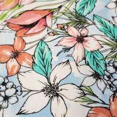 Super Snuggle Flannel Fabric 4 yd Hawaiian Flowers New Uncut