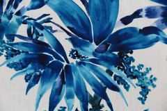 CHIVASSO CURTAIN FABRIC DESIGN “Jungle Like” 3.3 METRES BLUE LINEN BLEND