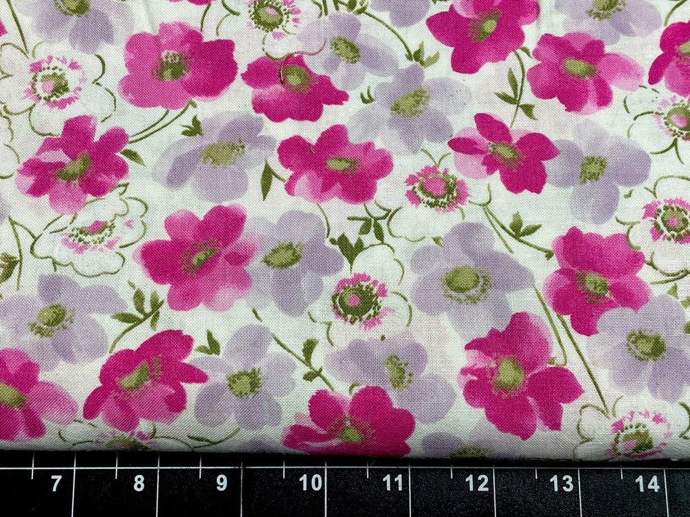 Tina Scrap 9″x21″ Pink Daisy Flowers Easter Garden Floral Bouquet Cotton Fabric