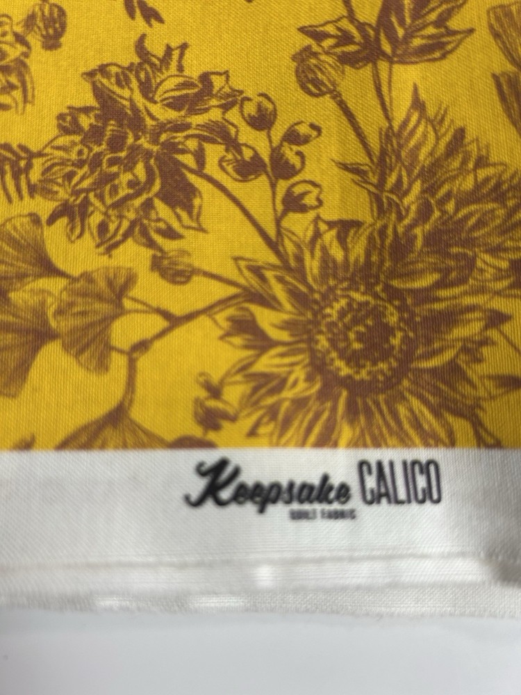 Cotton Precut Fabric 44″ Wide 1 1/2 Yards Golden Yellow Wheat Colored Old Stock