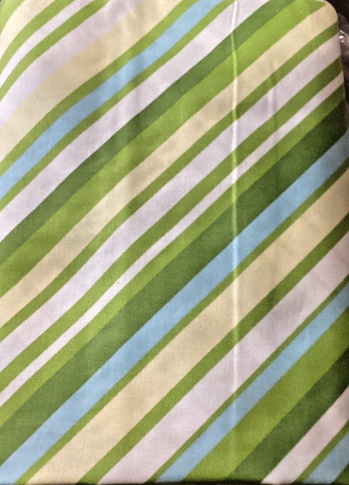 3 yards yellow, green blue & white stripes made in Pakistan, Keepsake Calico