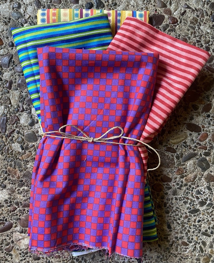 Lot Of 4 Whimsical Quilting Fabrics Northcott Free Spirit Stripes Checks 3 Yards