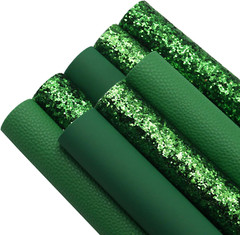 8Pcs/Set 7.7″ X 12.9″ (20 Cm X 33 Cm) Green Color Series Faux Leather Sheets Gli