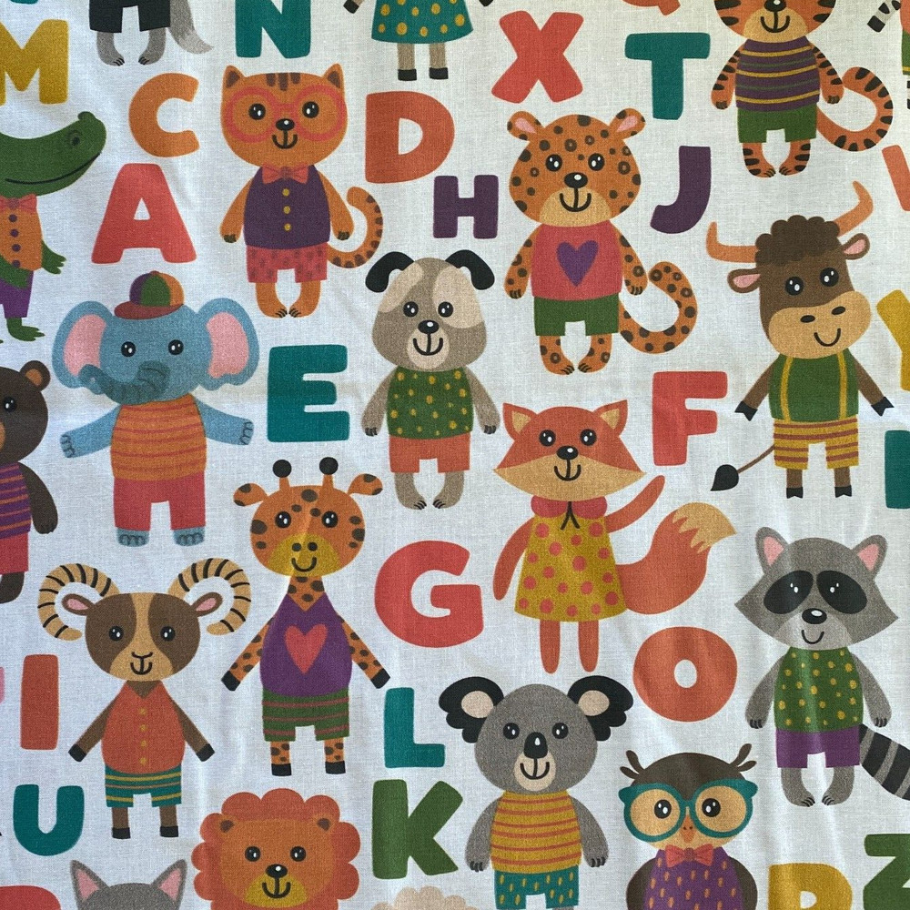 Animals Learn Fabric Digitally Printed by FunSewing – By the Yard