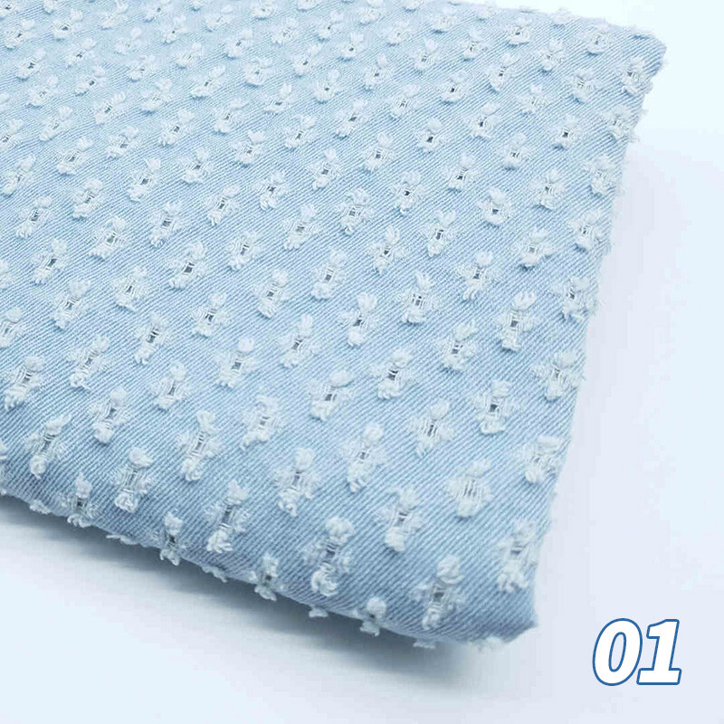50*150cm Cotton Denim Fabric Retro DIY Sewing Skirts Coats Pants Textile Blue