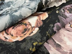 Clarke & Clarke Painterly Floral Print Fabric- Floretta / Blush Charcoal 4.50 yd