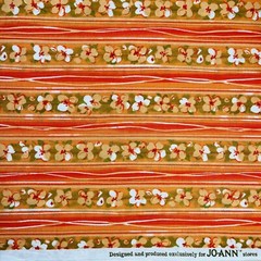 Orchids Floral Stripe Fabric Orange by Joann BY THE YARD 100% Cotton