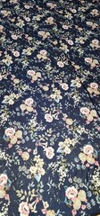 Navy Blue floral Printed spandex stretchable Fabric wrinkle-Free 60” W Sold BTY