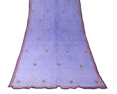 Sushila Vintage Blue Scrap Dupatta Pure Chiffon Stone Glass Beads Work LongStole