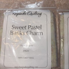KQ Sweet Pastel Batiks Charm. 50 Pieces. 5” Squares Total 100 Squares W/ 2 Pack