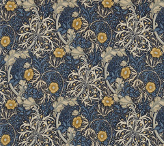WILLIAM MORRIS CURTAIN FABRIC DESIGN Seaweed 3 METRES INK/WOAD 100% COTTON