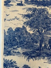 Fabric – RARE French Toile Country Pastoral Romantic Riverbank Sold BTY x 60″ W