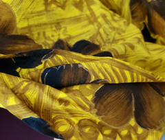 Yellow Gold Brown Vintage Hawaiian Cotton Sewing Fabric 108 x 36 in 3 yards